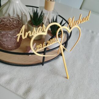 Caketopper - Hochzeit mit Wunschnamen • 3D Schriftzug Tortenstecker Ve