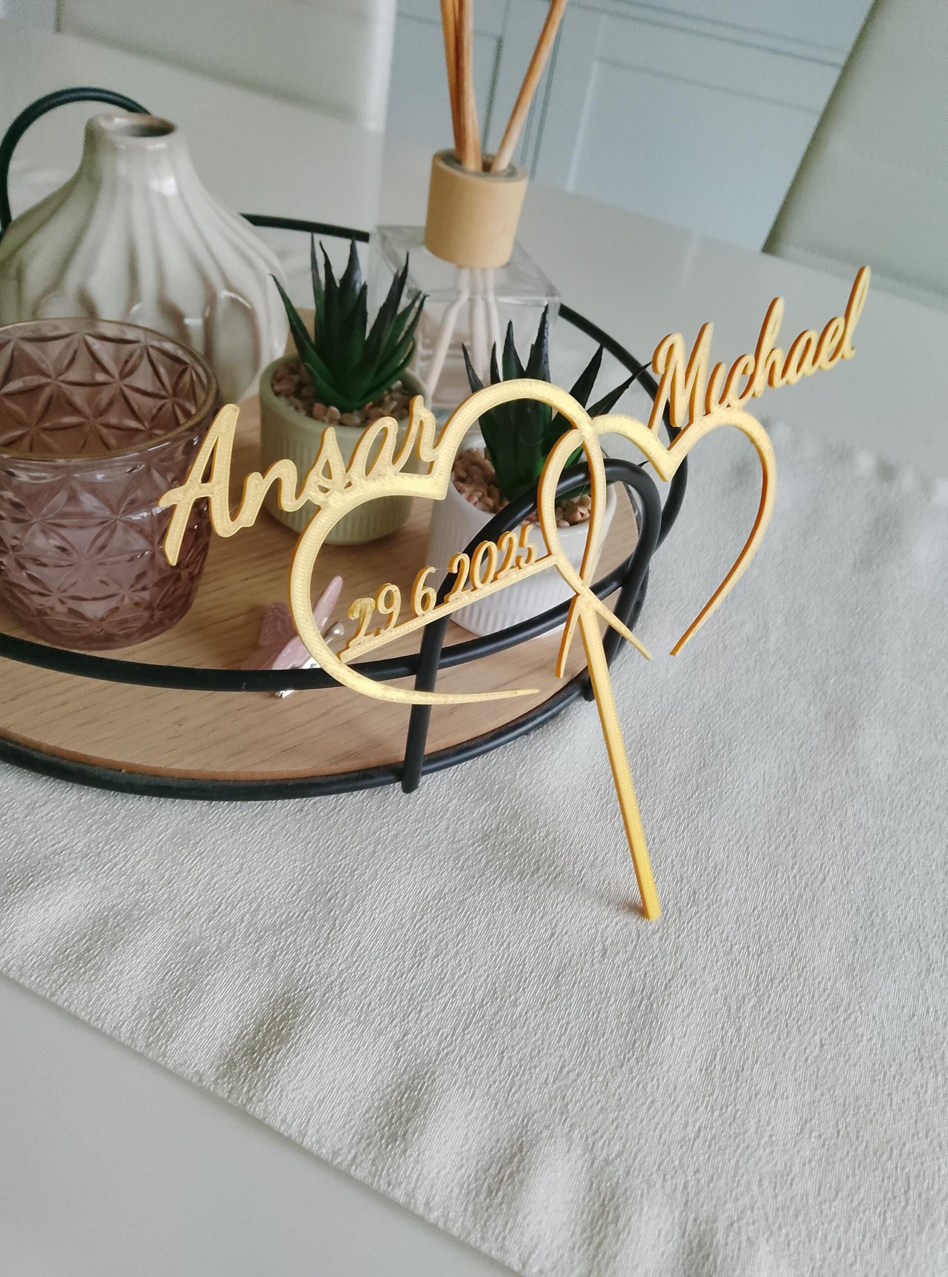 Caketopper - Hochzeit mit Wunschnamen • 3D Schriftzug Tortenstecker Ve